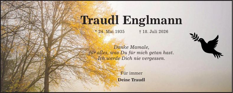 Traueranzeige Traudl Englmann