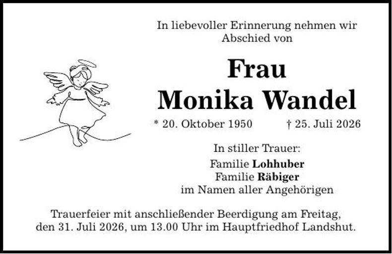 Traueranzeige Monika Wandel