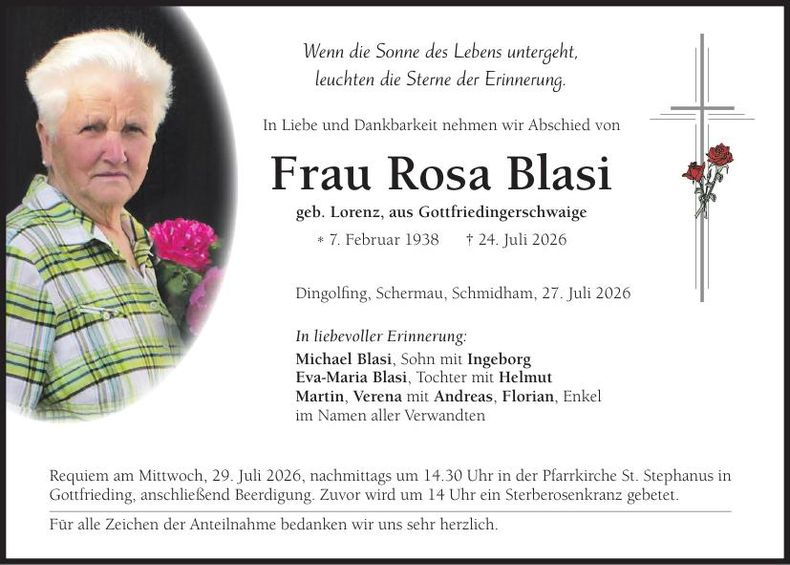 Traueranzeige Rosa Blasi