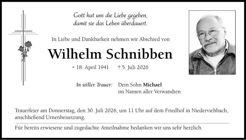 Traueranzeige Wilhelm Schnibben