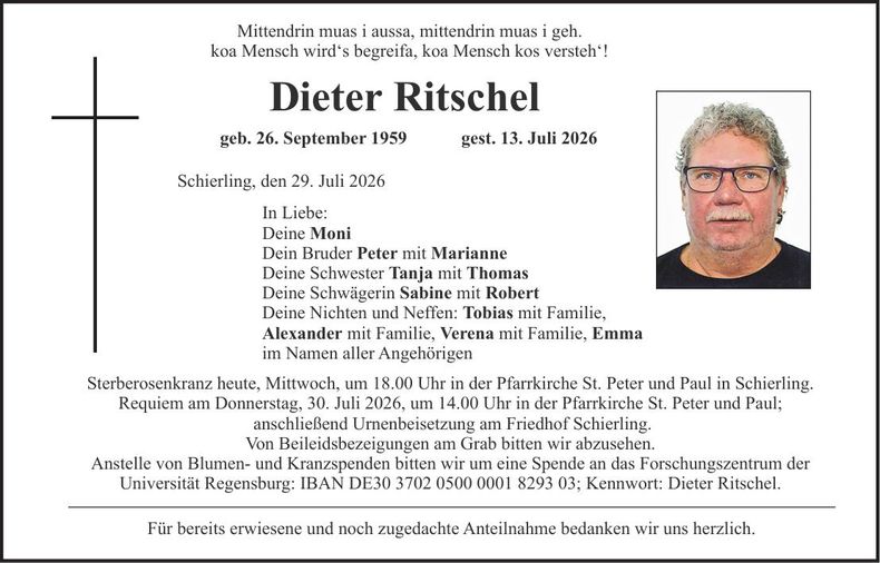 Traueranzeige Dieter Ritschel