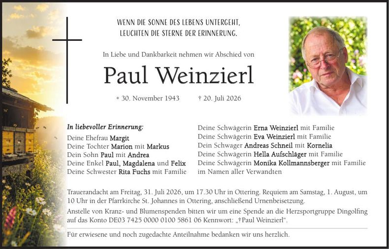 Traueranzeige Paul Weinzierl