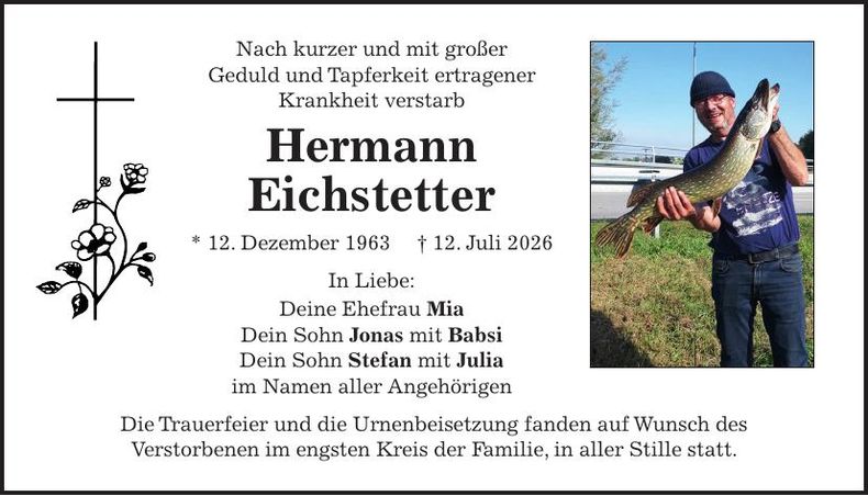 Traueranzeige Hermann Eichstetter