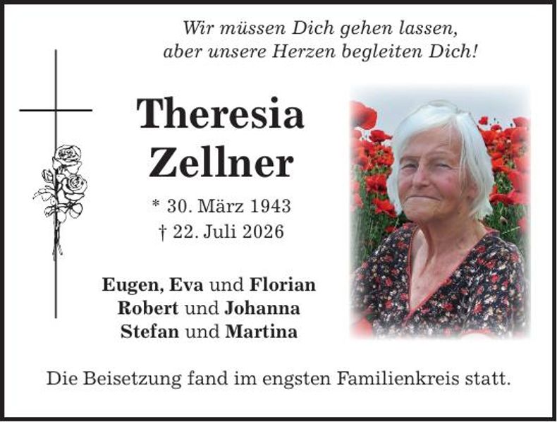 Traueranzeige Theresia Zellner