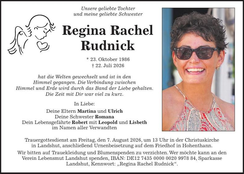 Traueranzeige Regina Rachel Rudnick