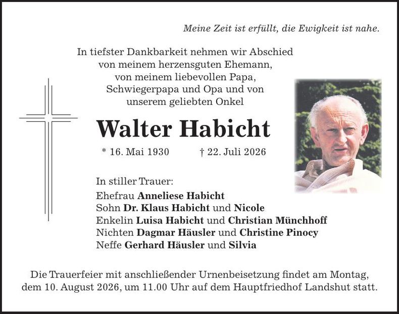 Traueranzeige Walter Habicht