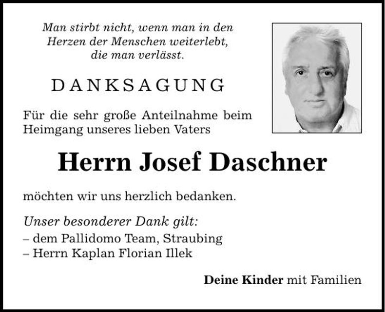 Traueranzeige Josef Daschner