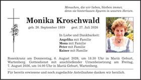 Traueranzeige Monika Kroschwald