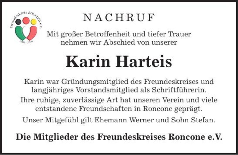 Traueranzeige Karin Harteis