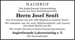 Traueranzeige Josef Senft