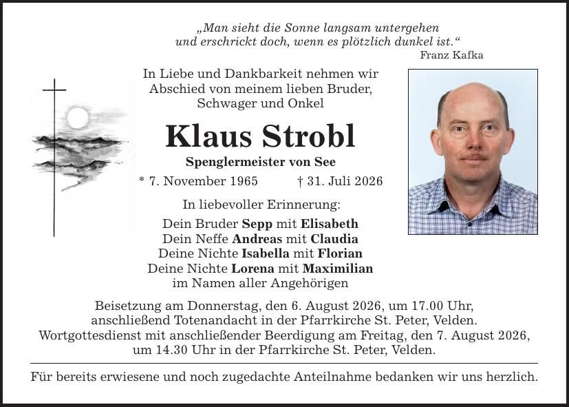 Traueranzeige Klaus Strobl