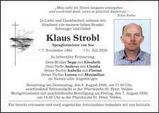 Traueranzeige Klaus Strobl