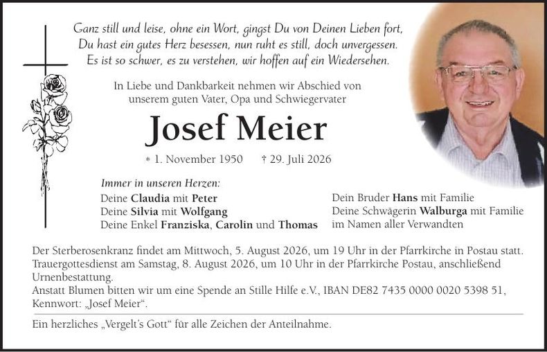 Traueranzeige Josef Meier