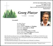Traueranzeige Georg Platzer