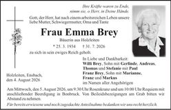 Traueranzeige Emma Brey
