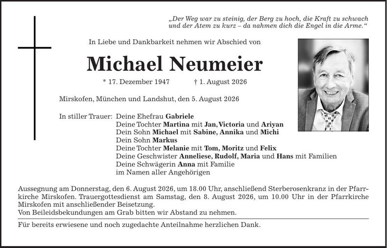 Traueranzeige Michael Neumeier