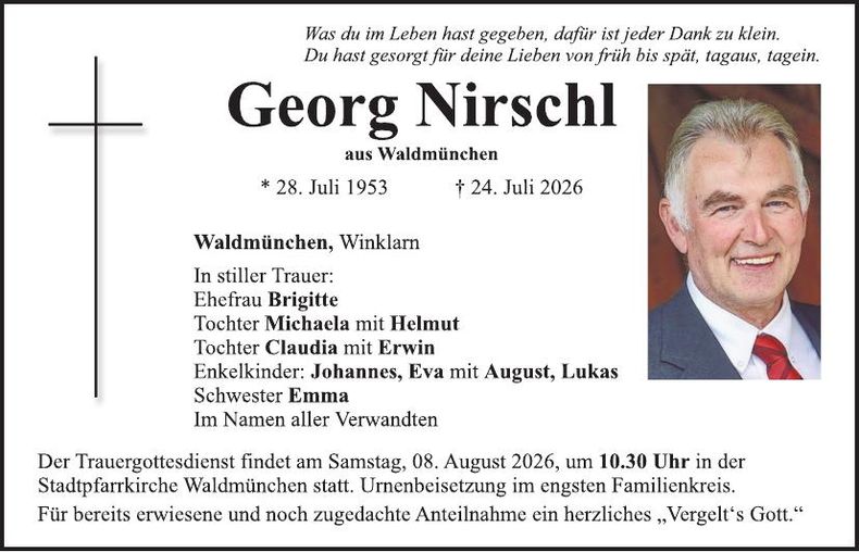 Traueranzeige Georg Nirschl