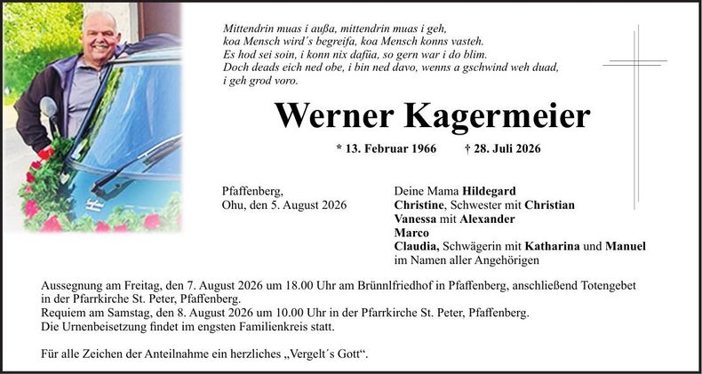 Traueranzeige Werner Kagermeier 
