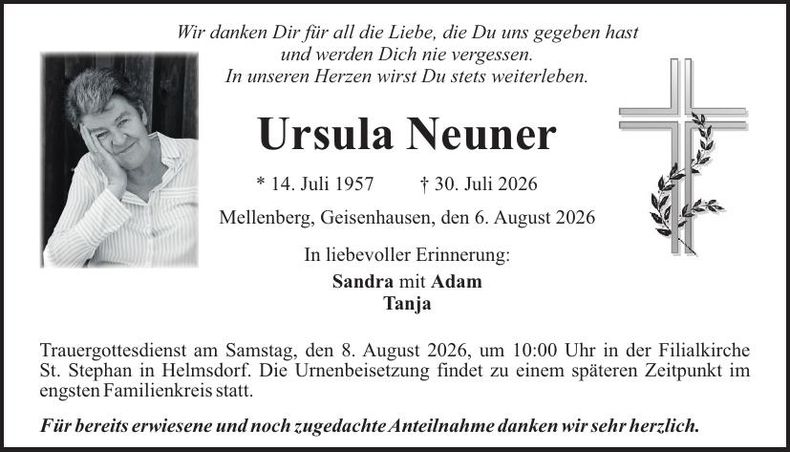Traueranzeige Ursula Neuner