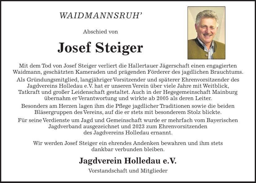 Traueranzeige Josef Steiger