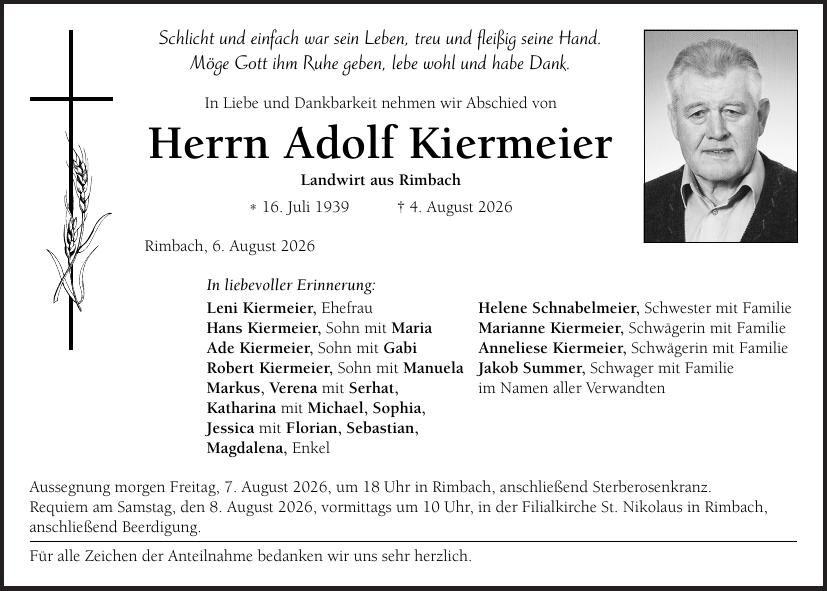 Traueranzeige Adolf Kuerneuer
