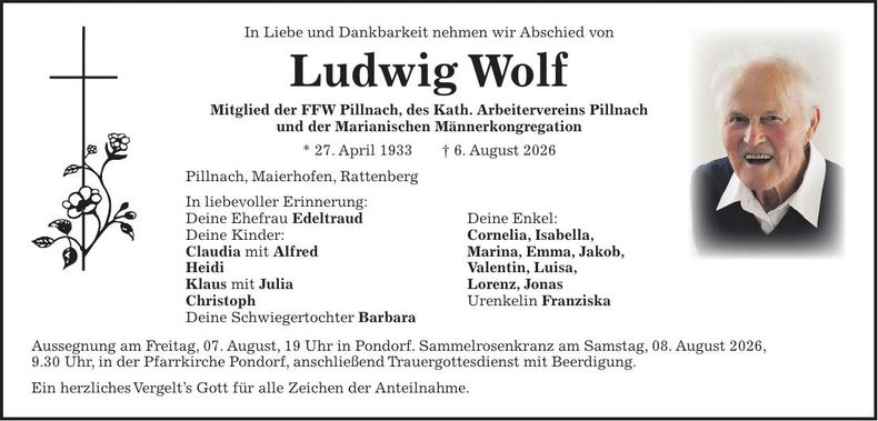 Traueranzeige Ludwig Wolf