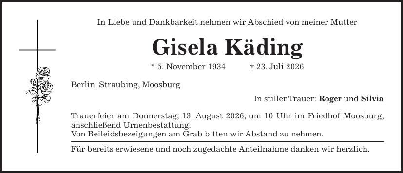 Traueranzeige Gisela Käding
