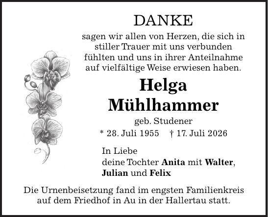 Traueranzeige Helga Mühlhammer