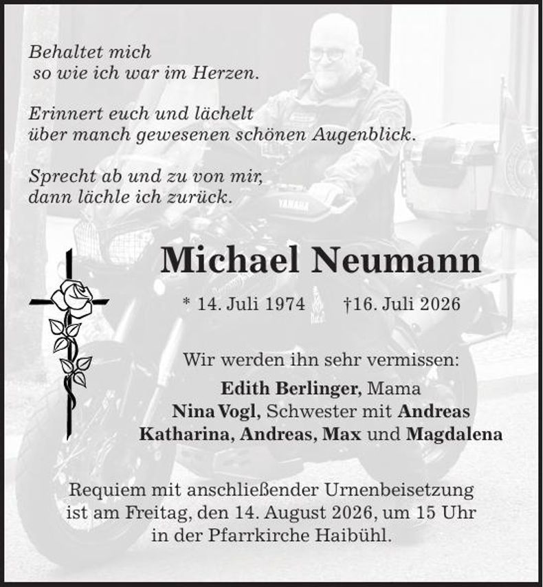 Traueranzeige Michael Neumann