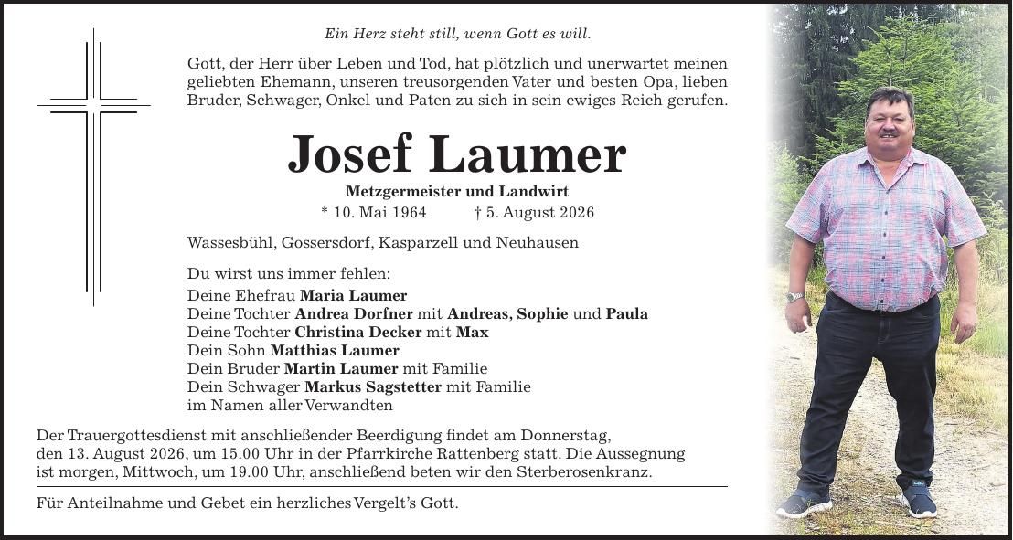 Traueranzeige Josef Laumer