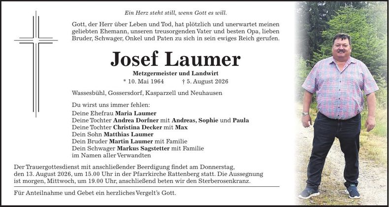 Traueranzeige Josef Laumer