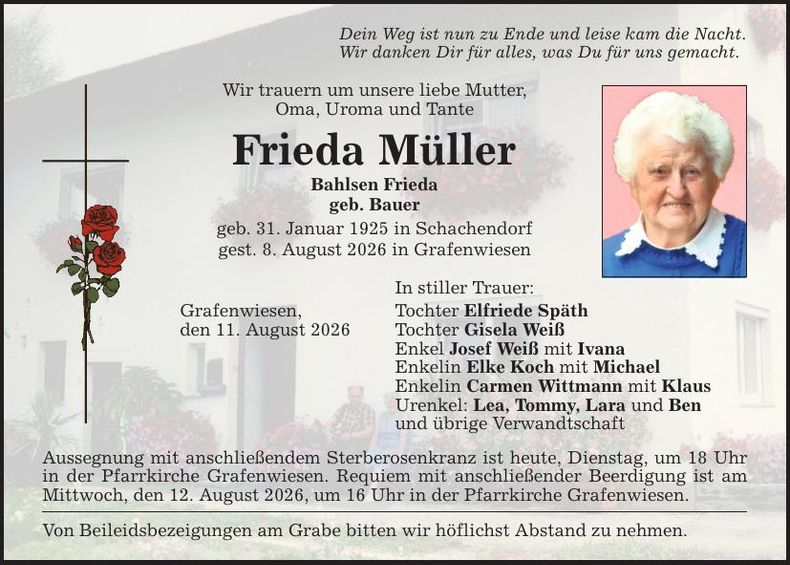 Traueranzeige Frieda Müller