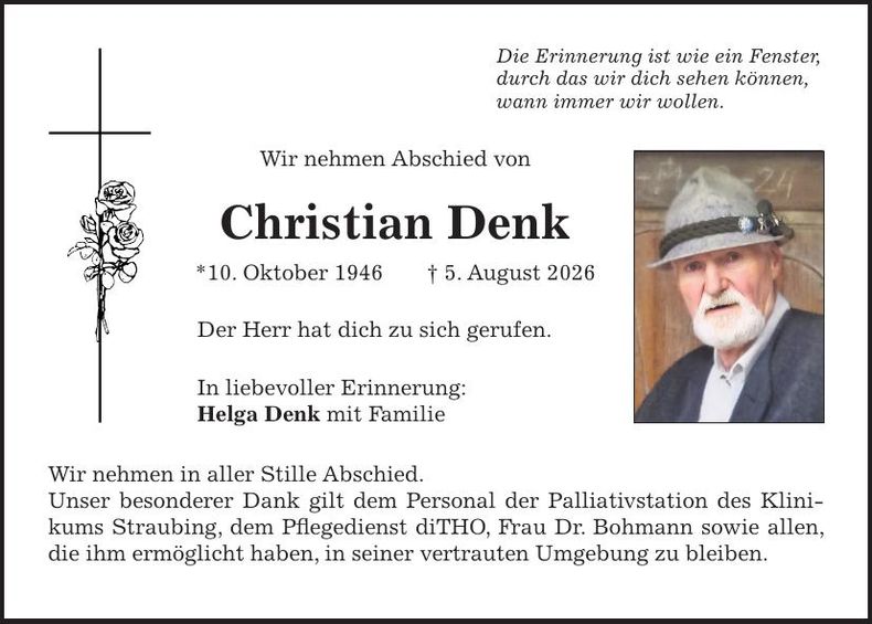 Traueranzeige Christian Denk