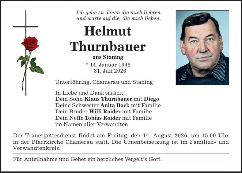Traueranzeige Helmut Thurnbauer