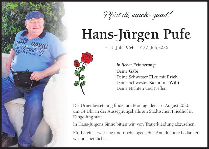 Traueranzeige Hans-Jürgen Pufe