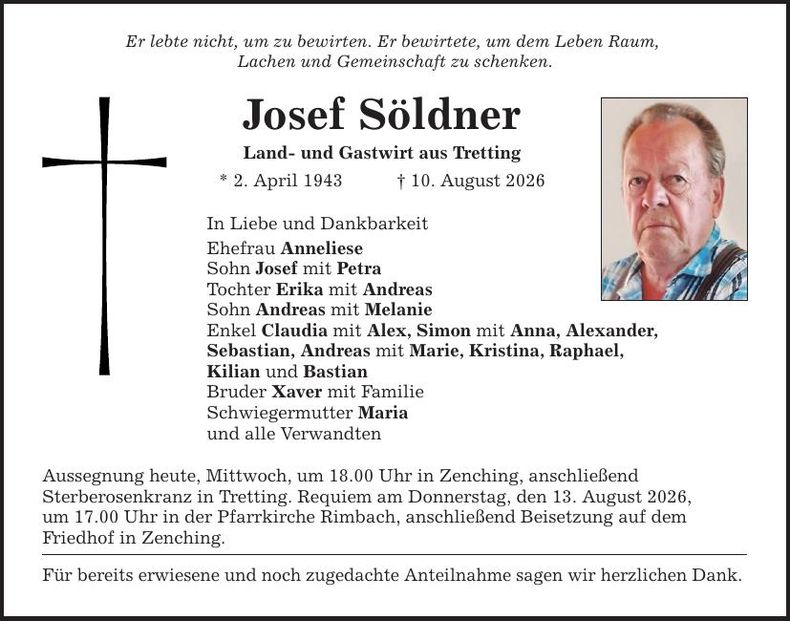 Traueranzeige Josef Söldner