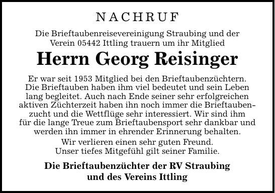 Traueranzeige Georg Reisinger