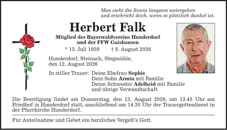 Traueranzeige Herbert Falk 