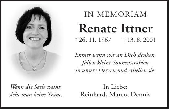 Traueranzeige Renate Ittner