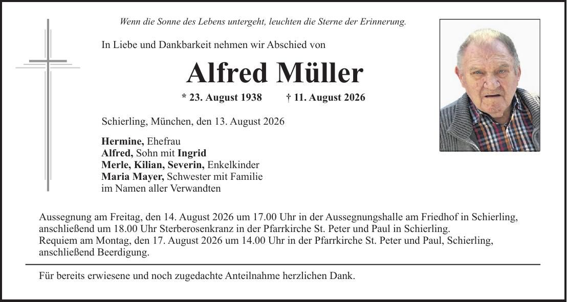 Traueranzeige Alfred Müller