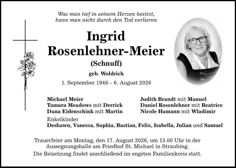 Traueranzeige Ingrid Rosenlehner
