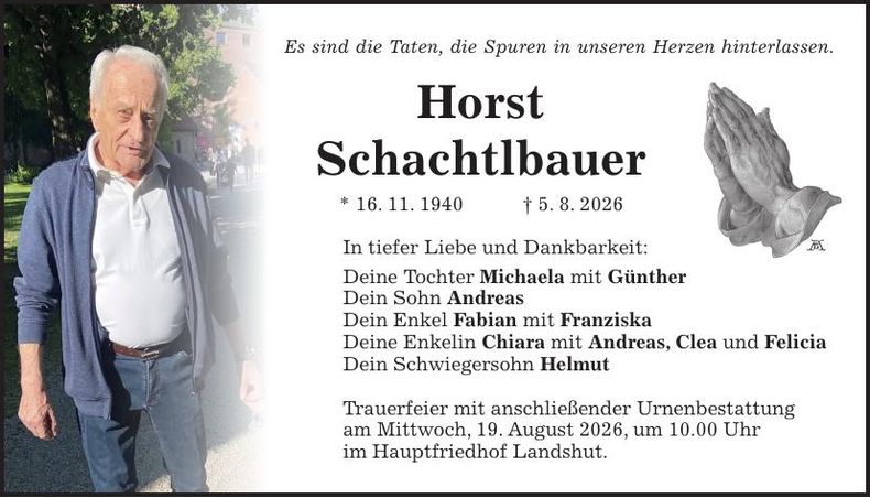 Traueranzeige Horst Schachtlbauer
