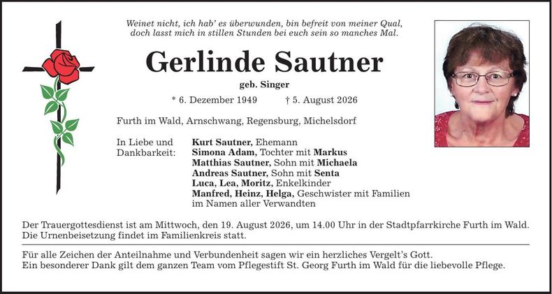 Traueranzeige Gerlinde Sautner