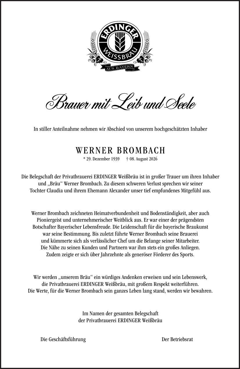 Traueranzeige Werner Brombach