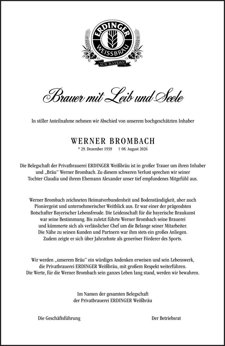 Traueranzeige Werner Brombach