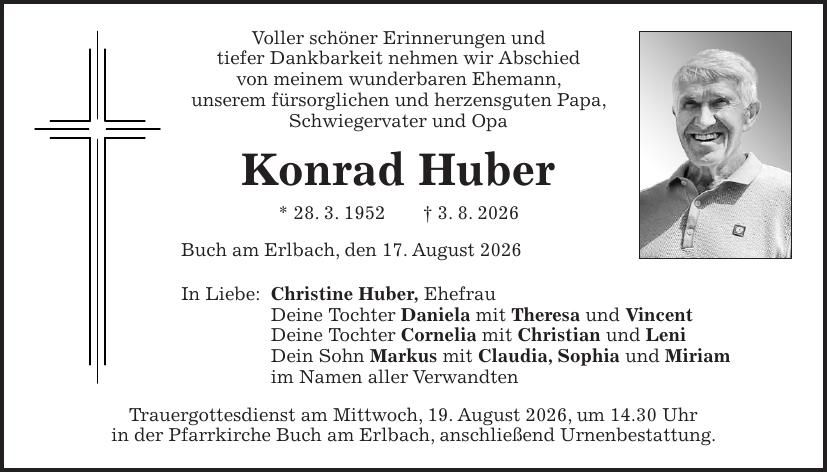 Traueranzeige Konrad Huber