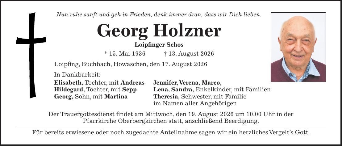 Traueranzeige Georg Holzner