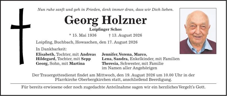 Traueranzeige Georg Holzner