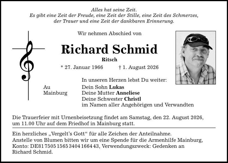 Traueranzeige Richard Schmid