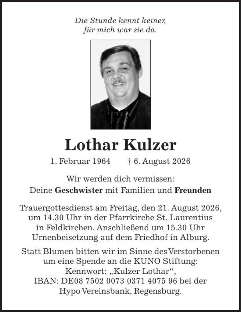 Traueranzeige Lothar Kulzer